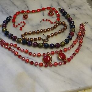 Lisner, Monet earrings ,vintage necklaces bundle